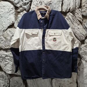 Vintage 90s Halifax Colorblock Button-Up Shirt Long Sleeve Old Money Men's XL